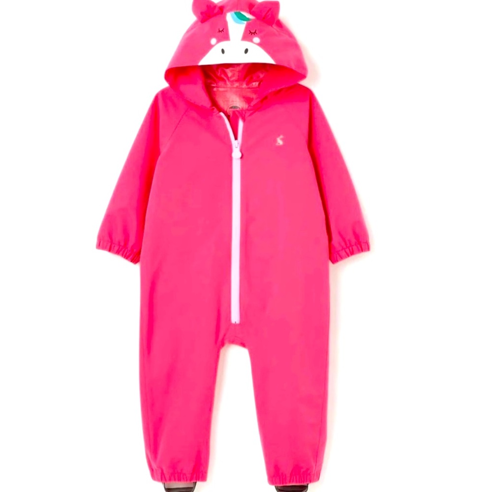 Joules fun one piece pink waterproof rain suit!
